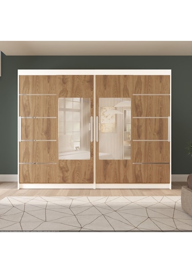 Sürgülü Gardırop Dört Kapaklı 320/210 Cm Parlak Beyaz + Ud