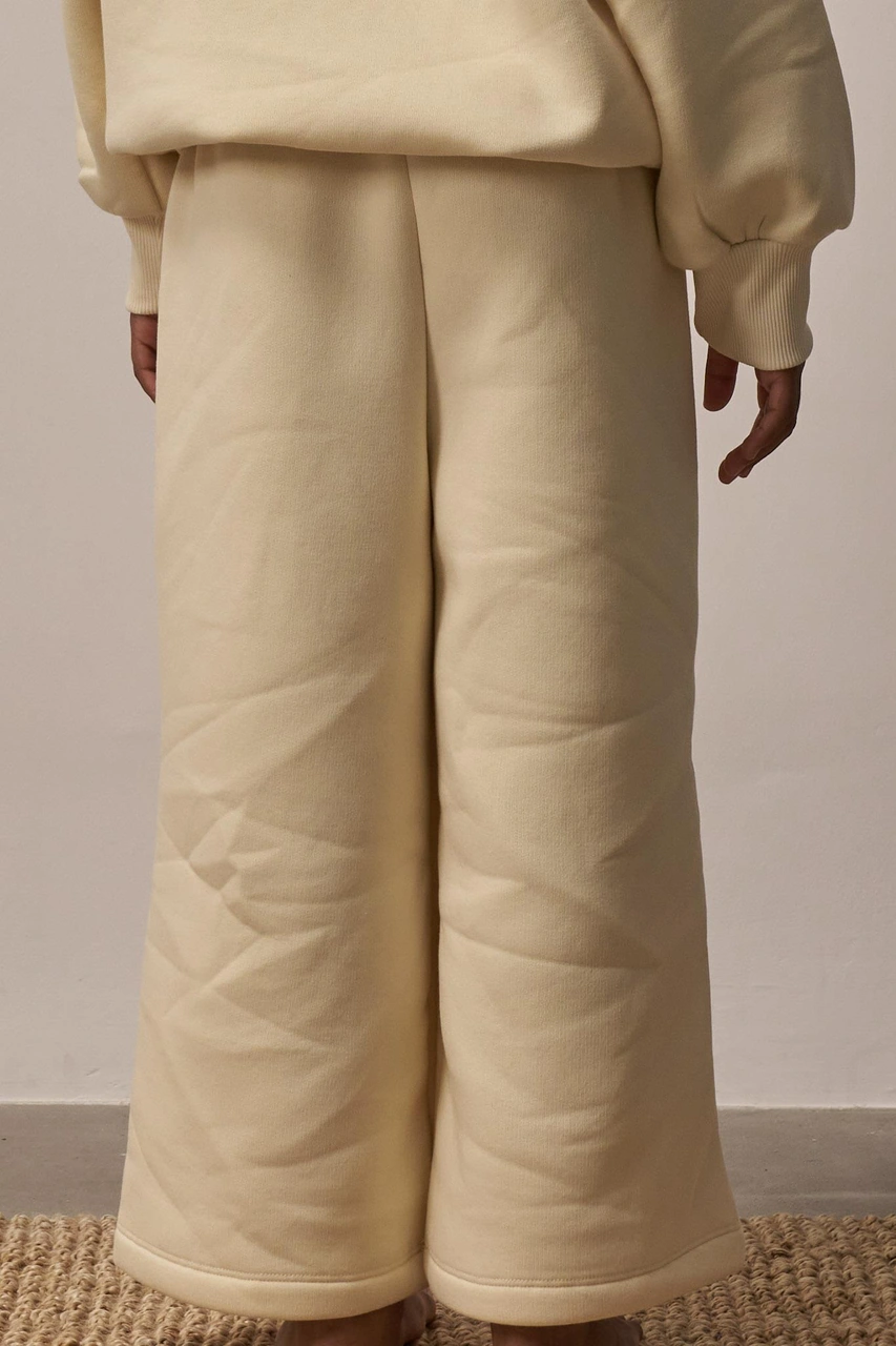 Krem Wide Leg Eşofman Altı Krem