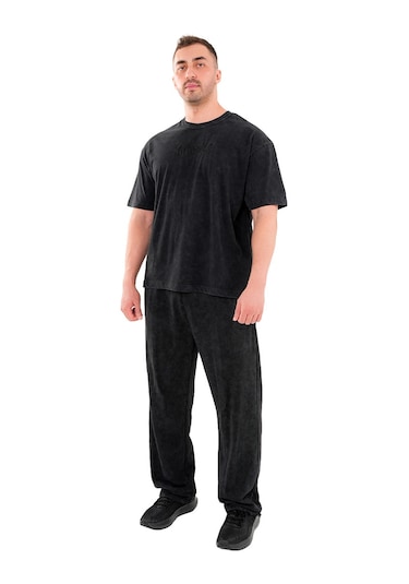 Kingsize Nutrition Kingsize Darksteel Antik Yıkamalı Oversize T-shirt Siyah Siyah