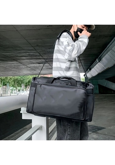 Sandwich Motion003 Kapasiteli Siyah Spor Çantası Fermuarlı Bölmeler Seyahat Siyah