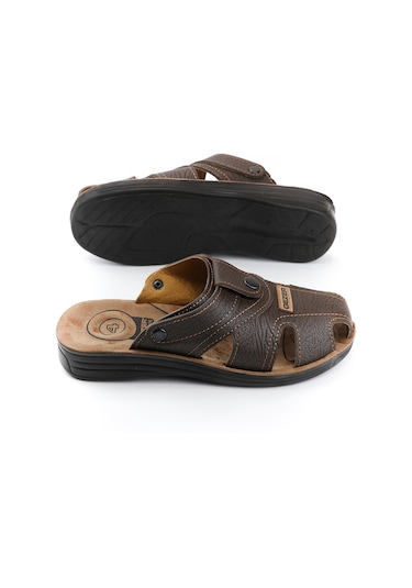 Gezer Yazlık Erkek Çıtçıtlı Ayarlanabilir Terlik-Sandalet (554653102) Kahverengi