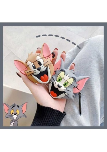 Iphone 1/2. Nesil Uyumlu Koruyucu Bluetooth Kulaklık Kılıfı Tom Figürlü Tom Airpods 1/2. Nesil