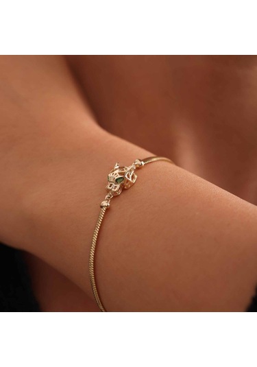 Sembolgold Balık Sırtı Altın Bileklik Kaplan Figürlü 14k Çok Renkli