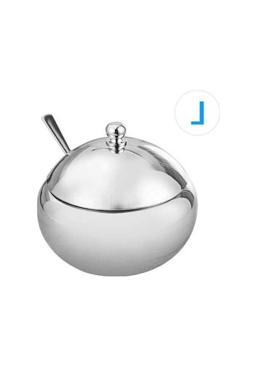 Pazly Paslanmaz Çelik Baharat Tencere Tuz Kutusu Şeker Kase Çeşni Caddy Konteyner Tutucu Kaşık Kapaklı Gümüş M Boyut Gümüş