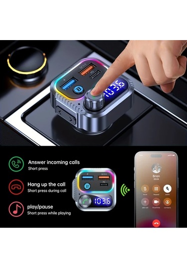 Honeybeeshop Araba Kablosuz Hızlı Şarj Cihazı Hd Ekranlı 54 Hızlı Şarj Usb Kart Desteği Eller Serbest Arama Çok Fonksiyonlu Otomotiv Aksesuarları