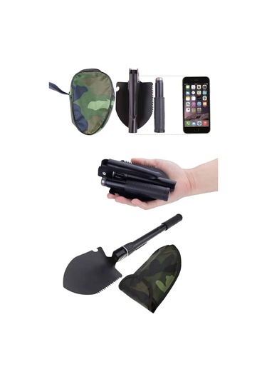 Çelik Katlanır Fonksiyonel Kamp Kazma Kürek Ve Kesme Aleti Seti Küçük Kazma Kürek Seti