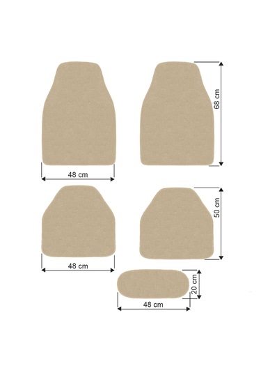 5 Parça Açık Kahverengi Araç Halı Paspas Takımı Ön Ve Arka Uyumlu Taban Koruyucu