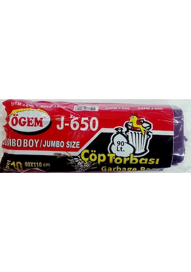 Ögem J-650 Jumbo Boy Çöp Torbası 20 Adet Siyah 80 x 110 CM