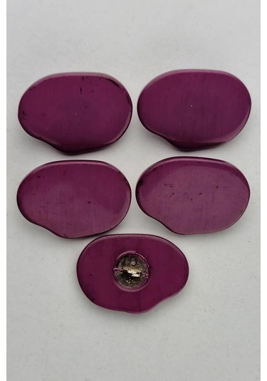 Büyük Boy Akrilik Deliksiz Mürdüm Çeket Hırka Yelek Düğmesi 5 Adet