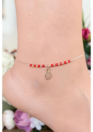 Moco Kırmızı Renk Miyuki Taşlı Ananas Figürlü Metal Hal Hal Çok Renkli