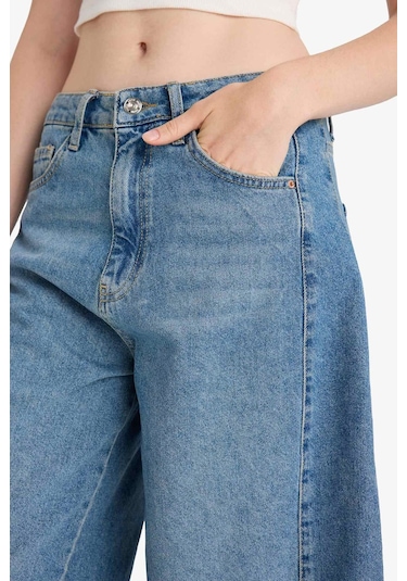 Defacto Yüksek Bel Jean Bermuda Şort F9098ax25hsnm39 Mavi