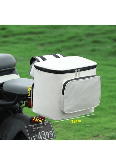 Konesam Elektrikli Motosiklet Arka Bel Çantası - Büyük Kapasiteli Depolama Çantası, Kolay Kurulum, Dayanıklı Malzeme Beyaz
