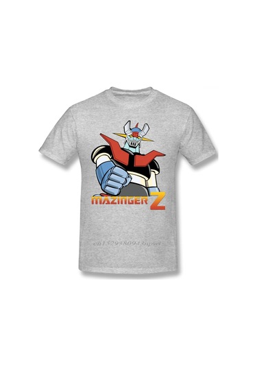 Vikineey Erkekler İçin Mazinger Z Robot Anime Kısa Kollu Vaporwave T-shirtgri Gri