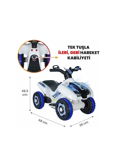 Kumandalı Akülü Araba 6 Volt 2-4 Yaş Polis