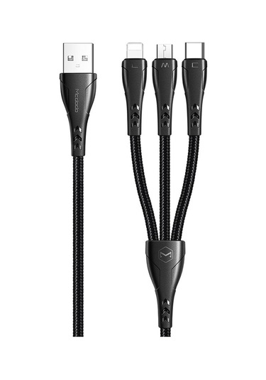 Mcdodo Ca-6960 3in1 Lightning-micro-type-c Şarj Kablosu 3a 1.2m - Siyah