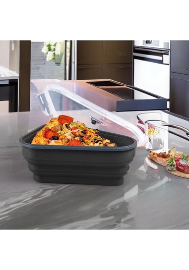 Fosenze Silikon Pizza Saklama Kutusu - Yeniden Kullanılabilir, Mikrodalga Uygun, 5 Bölmeli Ayırıcı, Leak-proof, Buzdolabı Ve Yıkama Makinesi Güvenli - Siyah Siyah