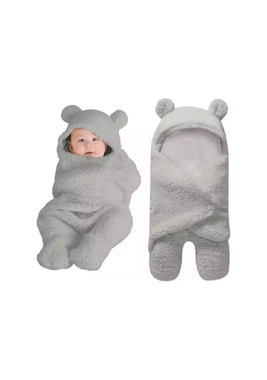 Moveevo Sonbahar Ve Kış Bebek Uyku Tulumu Yenidoğan Bölünmüş Bacaklı Kundak Sıcak Artı Kadife Battaniye Açık Gri Gri