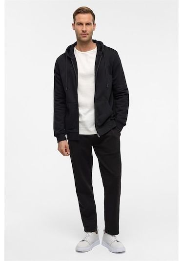 Süvari Siyah Regular Düz Jogger Pantolon Siyah