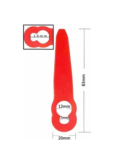 Lemestar Bahçe Çimlendirme Makinesi Aksesuarı - Fsa45 Plastik Kalebik Şekilli Bıçak L83 - 100 Adet