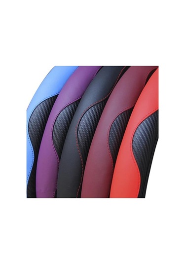 Novahub Yüksek Kaliteli Siyah Karbon Fiber Otomatik Direksiyon Kılıfı - Nefes Alabilir, Kaymaz Koruyucu Araba Aksesuarı Siyah