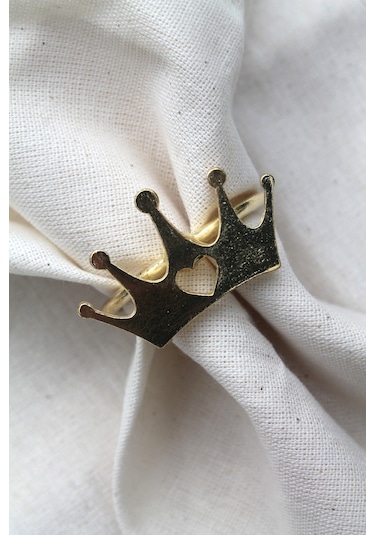 6 Adet Dekoratif Gold Queen Peçete Halkası - Napkin Ring