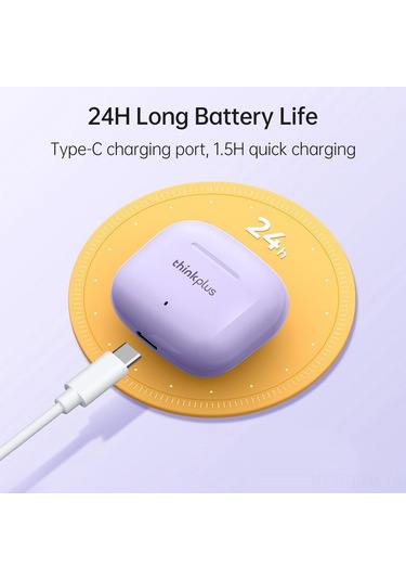 Qingmipy Lenovo Lp40 Pro Bluetooth 5.1 Kulaklıklar - Yarı İçen Tip, 13mm Çift Frekans, Otomatik Bağlantı, Uzun Pil Ömrü, Mor