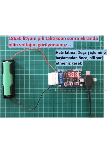 Zb2l3 18650 Lityum Pil Kapasite Ölçer +tp4056 + Pil Yuvası Seti