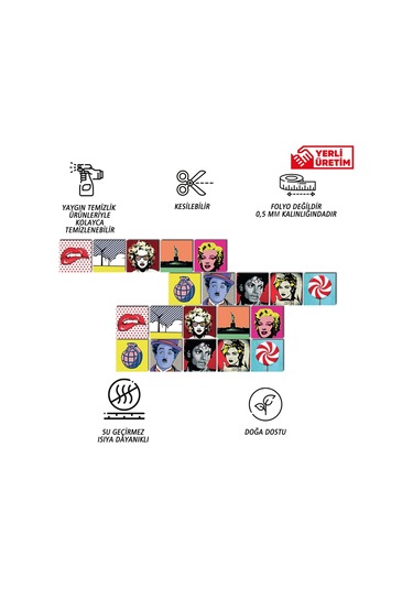 Tink Popart2 Desenli Pvc Karo Diğer