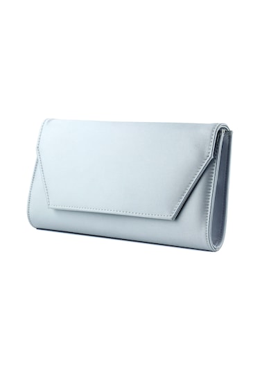 Erkan Saçmacı Gümüş Saten Zincir Askılı Manyetik Kapaklı İç Cepli Zarif Abiye El Çantası GÜMÜŞ