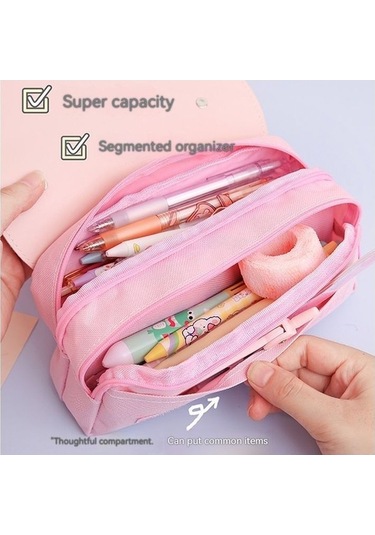 Agoodshop Büyük Kapasiteli Kalem Kutusu Tuval Çok Katmanlı Dekompresyon Kalem Kutusu Ad-4001