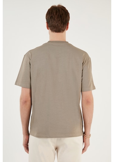 Buratti Pamuklu Relaxed Fit Sıfır Yaka Erkek T Shirt 5905446 Vizon