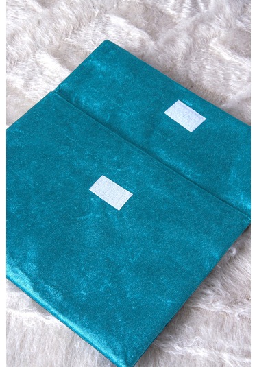 Orta Boy Kuranı Kerim Kadife Taşıma Çantası Petrol Turkuaz