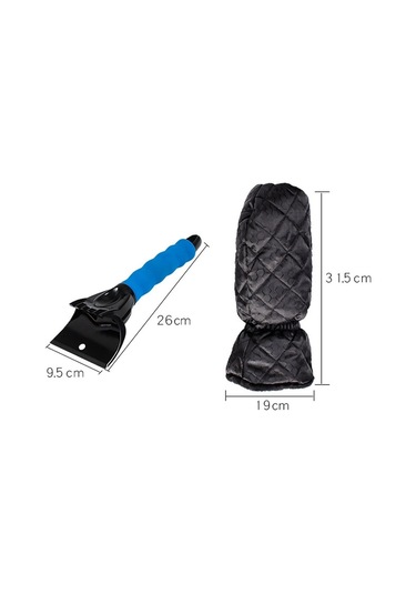 Sones Araca Monteli Kar Küreği Buz Çözücü Temizleme Aleti, Renk: Mavi+eldiven