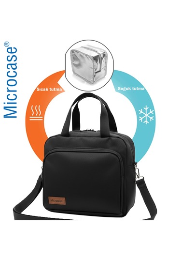 Microcase 2in1 Set Tek Kişilik Termal Çantası 6 Lt + 2 Adet 400 Ml Soğutucu Buz Kasedi Al5431 Siyah