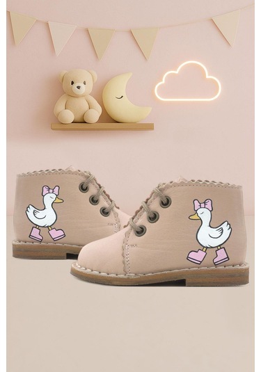 Rakerplus Tbons Özel Tasarım Handmade Hakiki Deri Pudra Kız Bebek Bot Pudra