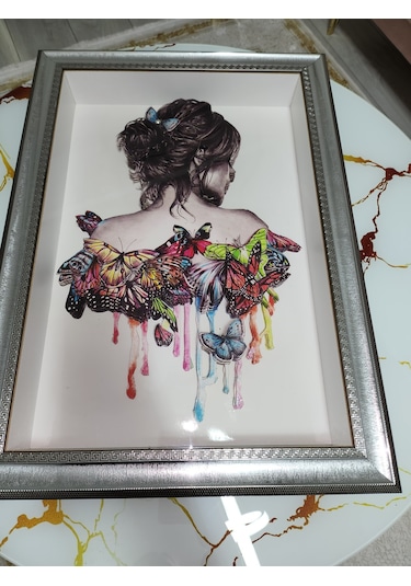 Kelebekli Kız 35 X50 Rölyef Tablo