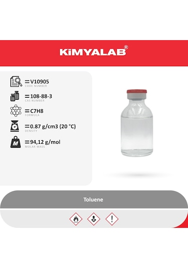 Toluen 99.5% - Metil Benzen Cam - Toluene Extra Pure 500 ML