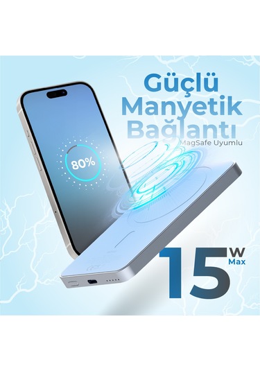 Woyax Magsafe Powerbank 5000 Mah Mavi Renk 20w Hızlı Taşınabilir Şarj Cihazı Mavi