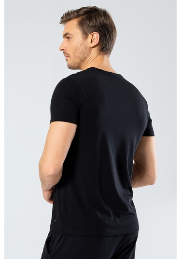 Cacharel Erkek Bisiklet Yaka Likralı T-shirt Siyah 1331/ Siyah Siyah