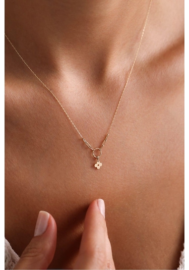 Gianfranco 14 Ayar Altın Yonca Kolye