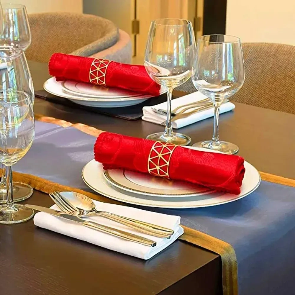 Konesam Altın Renkli Metal Servis Yüzük Seti - Üçgen Ve S-şekilli 12 Adet, Dayanıklı Masa Dekorasyonu Aksesuarı Altın