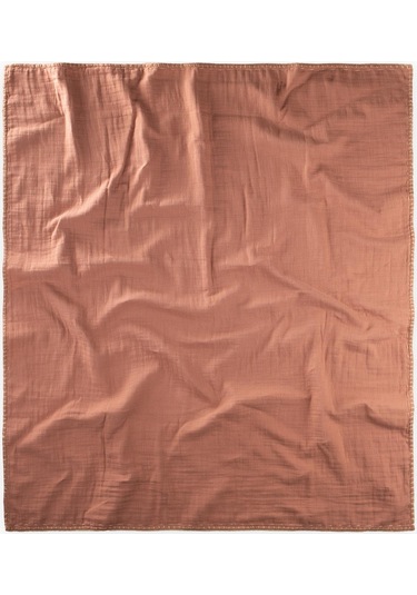 Cigit Müslin Çift Taraflı El İşili Bebek Battaniye Yıkanmıştır 100x100 CM Naturel Kahve Natürel