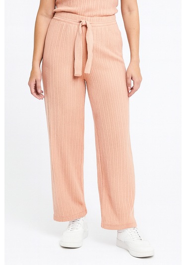 Bayan Pijama Altı Beli Lastikli Rahat Kalıp Yavruağzı