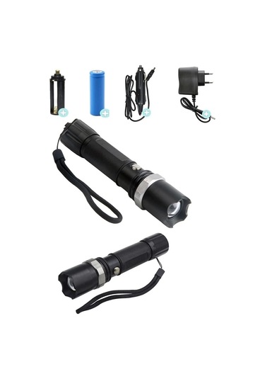 Swat Profesyonel Şarjlı El Feneri Ledli+flashlight+zoom Özellikli 6 Parça Full Set - Çok Renkli
