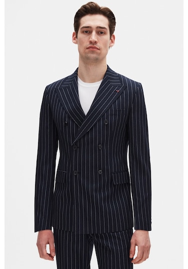 Ds Damat Regular Fit Lacivert Çizgili Kruvaze Takim Elbise 4hf05ort01588 Lacivert