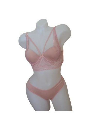 Arona Dantelli Desteksiz Sütyen Takımı 95 Beden Pudra