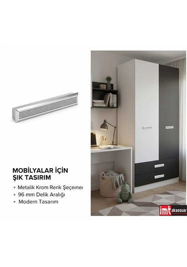 Lüks Monte 96 Mm Mobilya Çekmece Dolap Yatak Odası Şifonyer Genç Ve Çocuk Odası Kulpu Krom