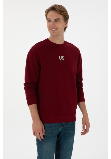 U.S. Polo Assn. Erkek Comfort Fit Bisiklet Yaka Bordo Basic Sweatshirt 50313760-VR014 U.S. Polo Assn. Erkek Comfort Fit Bisiklet Yaka Bordo Basic Sweatshirt 50313760-VR014
