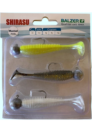 Balzer 16123 Shirasu Akiri Worm 7cm Silikon Yem 3'lü Set 1/0 İğneli 6-9-12gr Zokalar