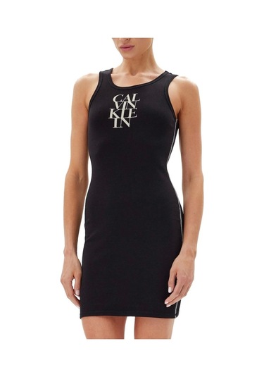 Calvin Klein Jeans Sl Cotton 1x1 Rıb Tank Dress Kadın Siyah Elbise Lv044c203g-ub1 Siyah